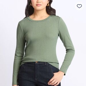 Gilli Olive Long Sleeve Ribbed Top